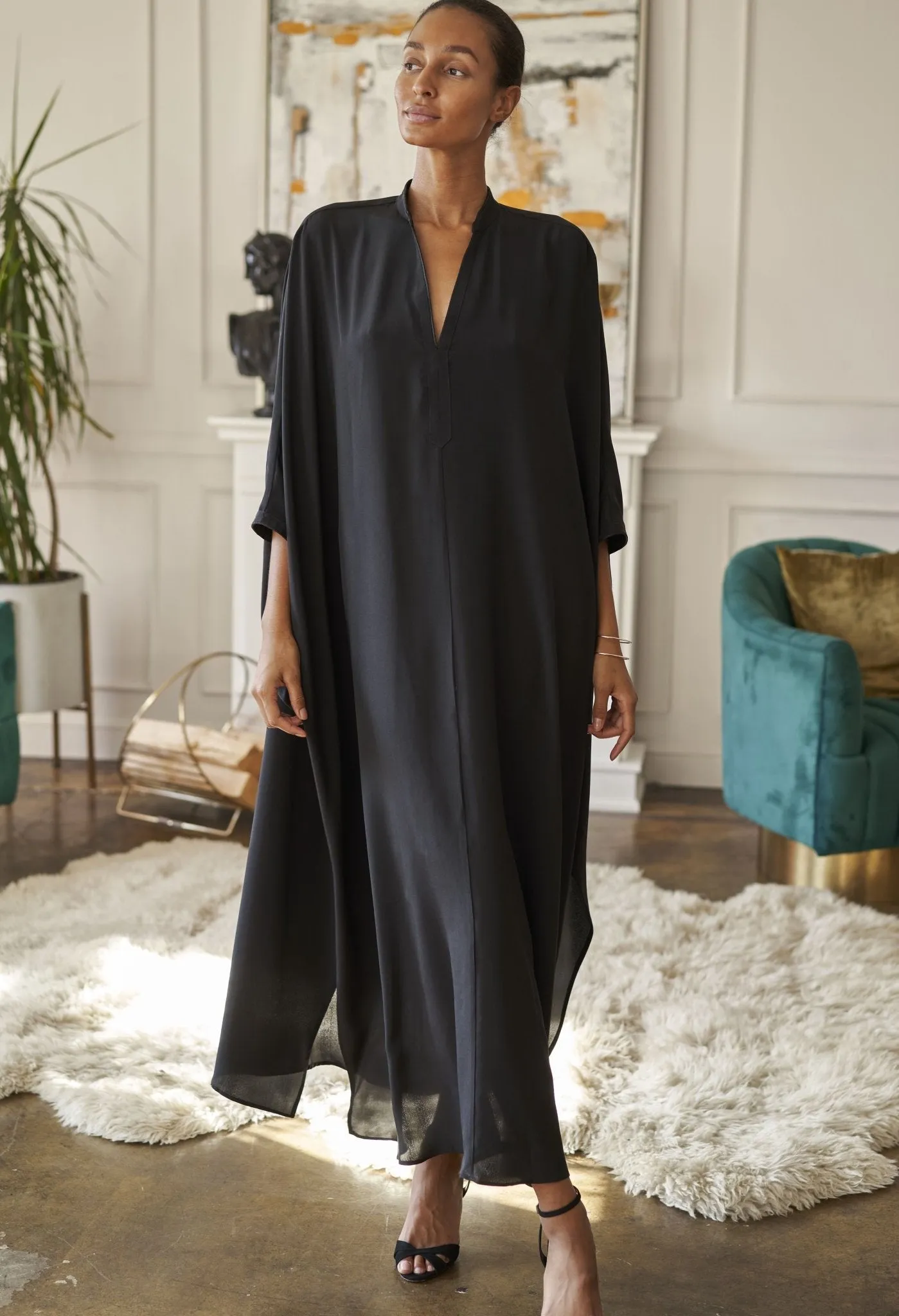 Talitha Silk Black Caftan