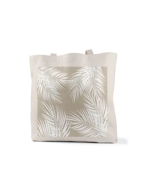 Tan White Palm Tote, College Student Gift, Mother's Day Gift,Christmas Gift
