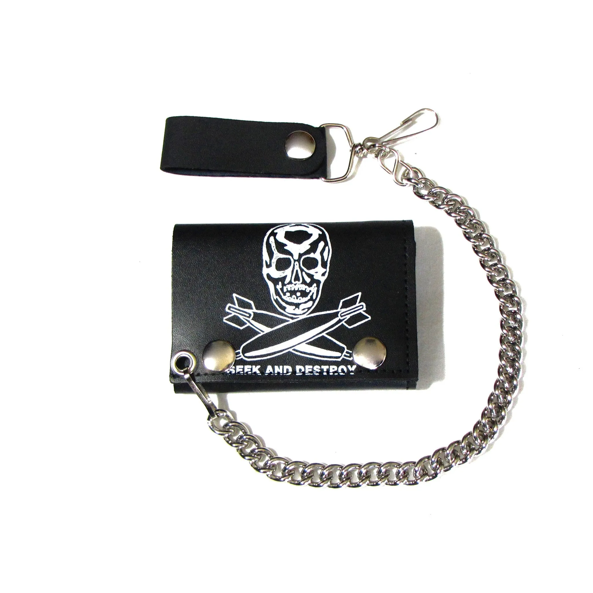 TC304-107 Tri-Fold Wallet w/ Chain- Seek & Destroy