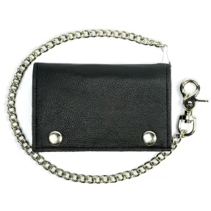 TC817  XL Soft Tri-Fold Wallet w/ Chain- Black