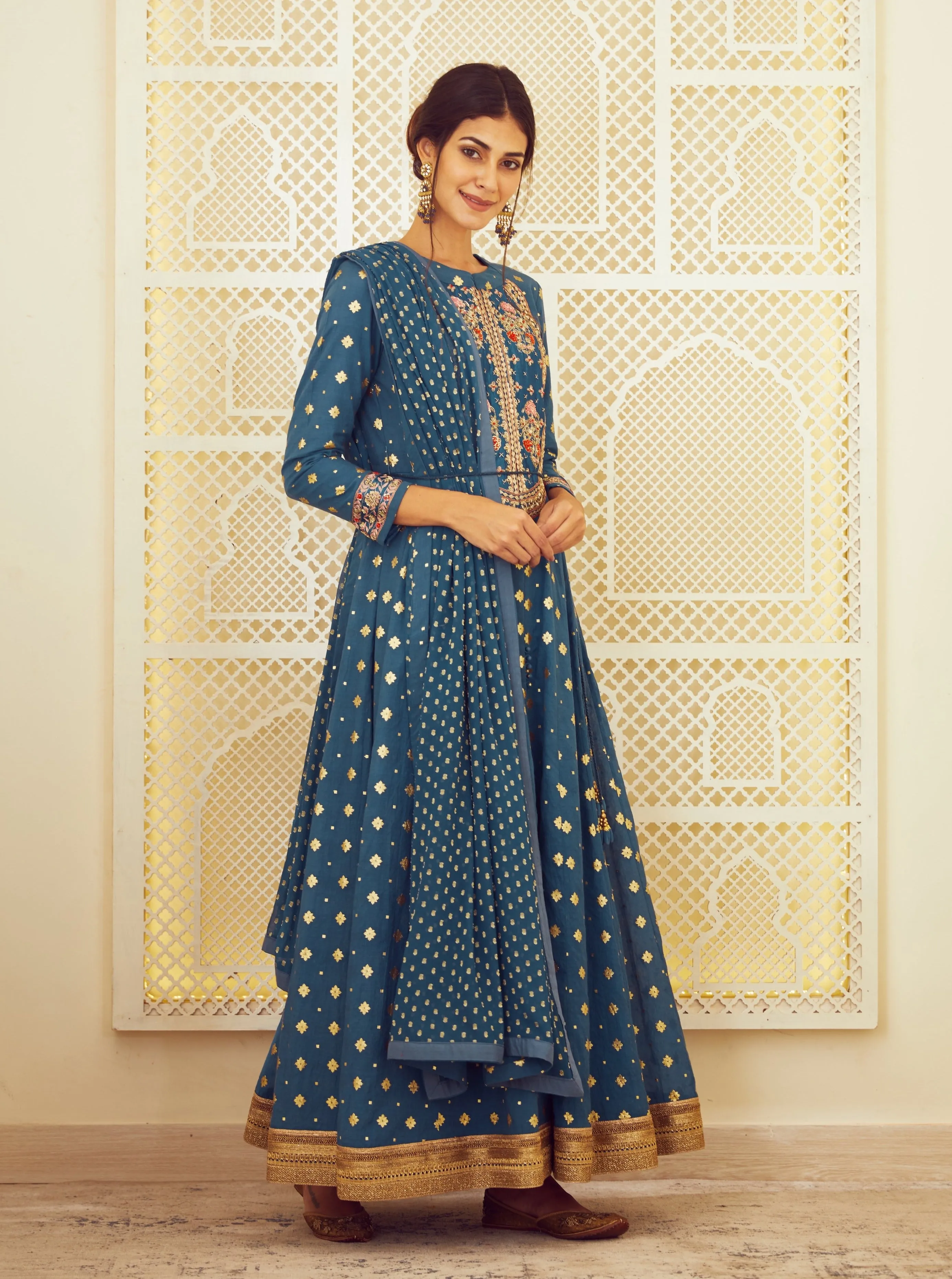 Teal Blue Anarkali Set