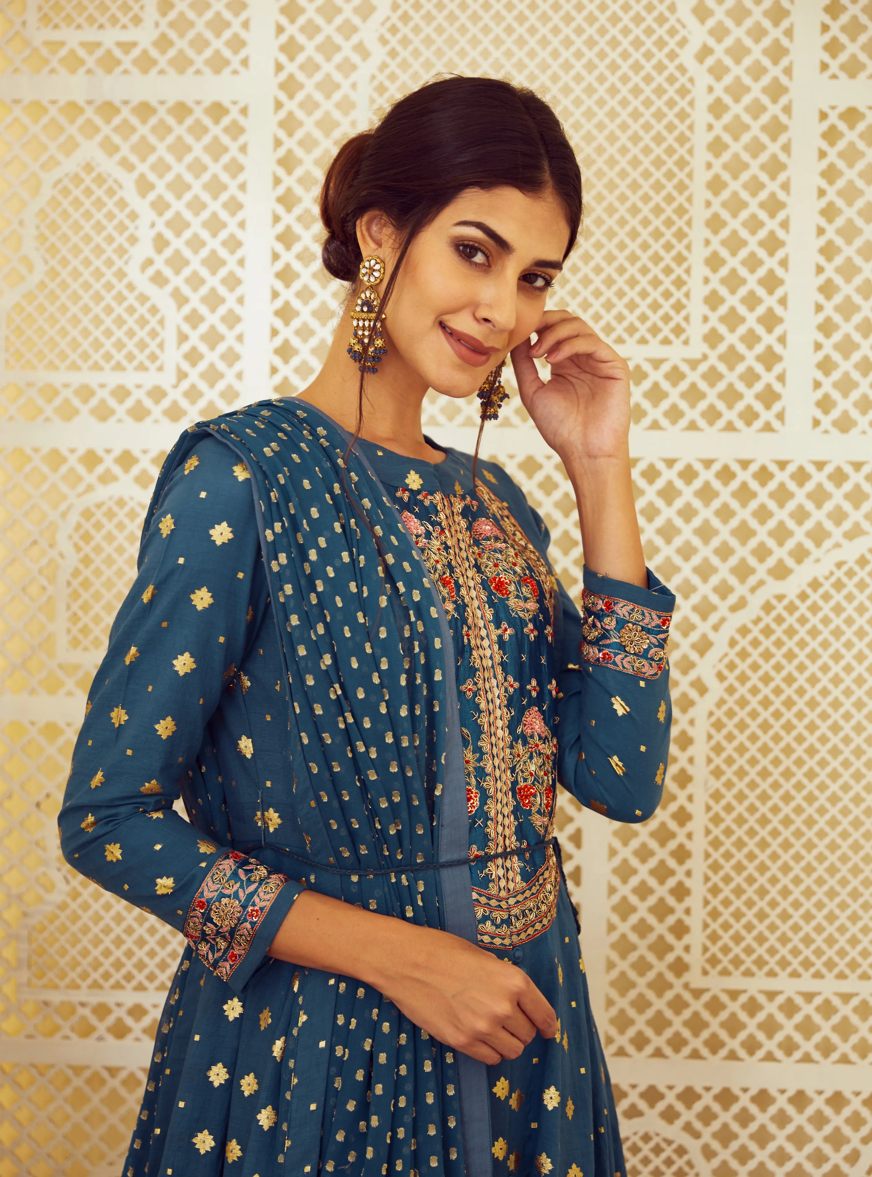 Teal Blue Anarkali Set