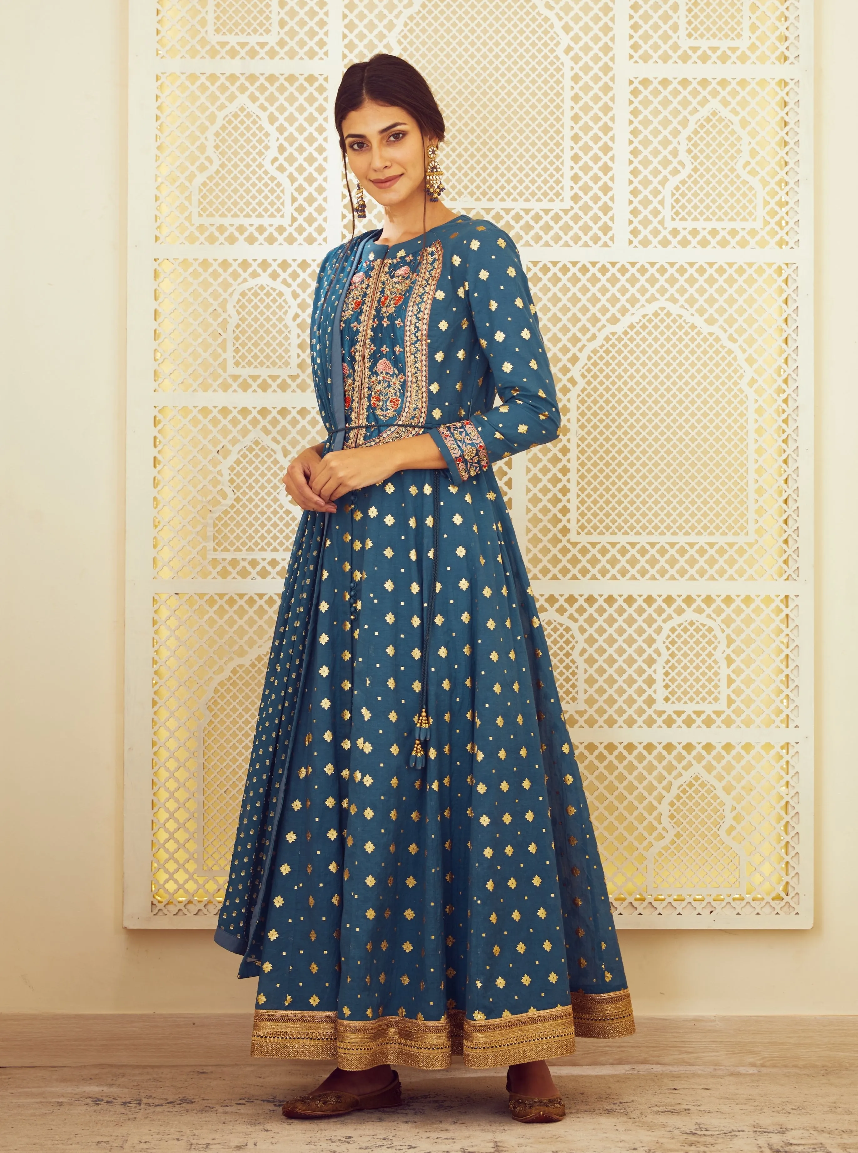 Teal Blue Anarkali Set