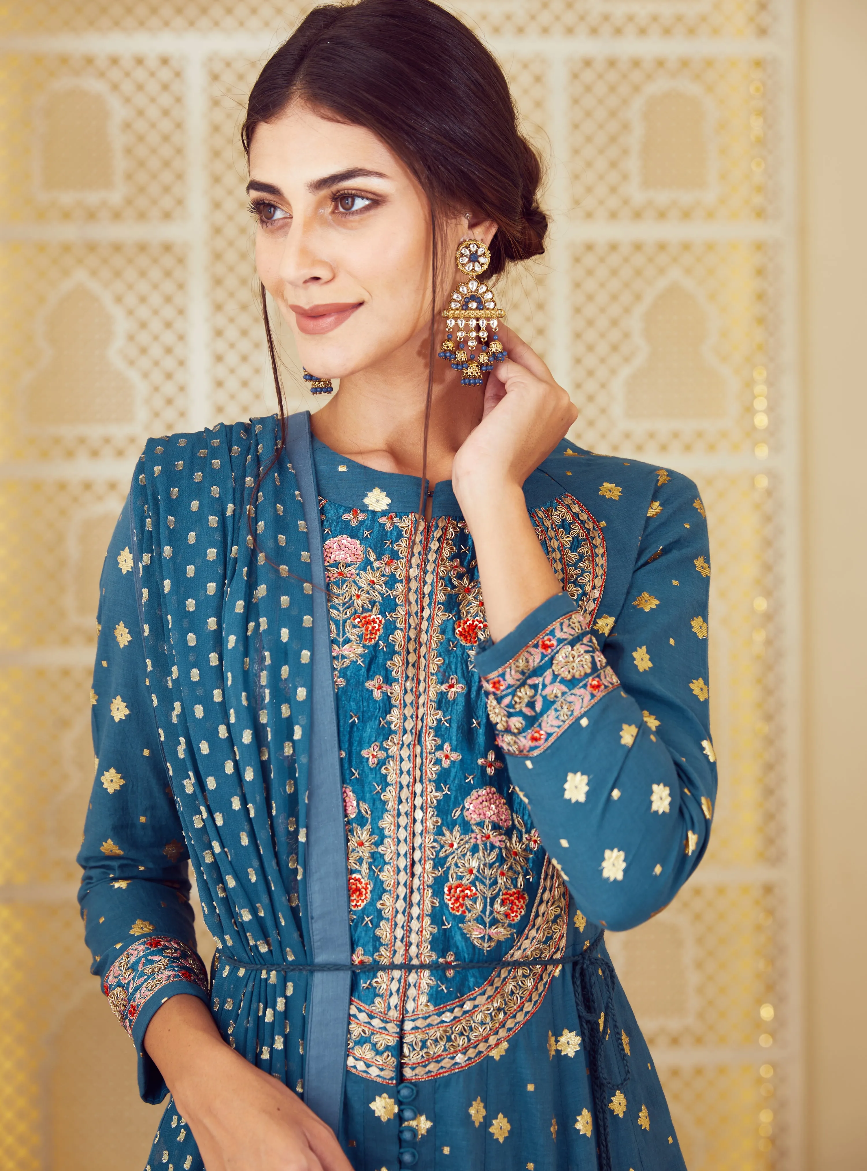 Teal Blue Anarkali Set