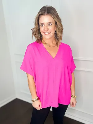Textured Woven V Neck