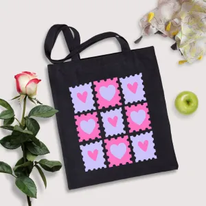 Tic Tac Toe Hearts Tote Bag with Zipper