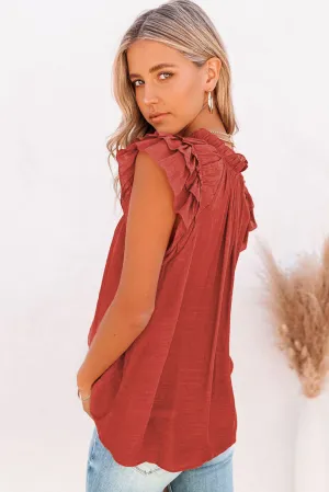Tiered Ruffled Drawstring V Neck Top