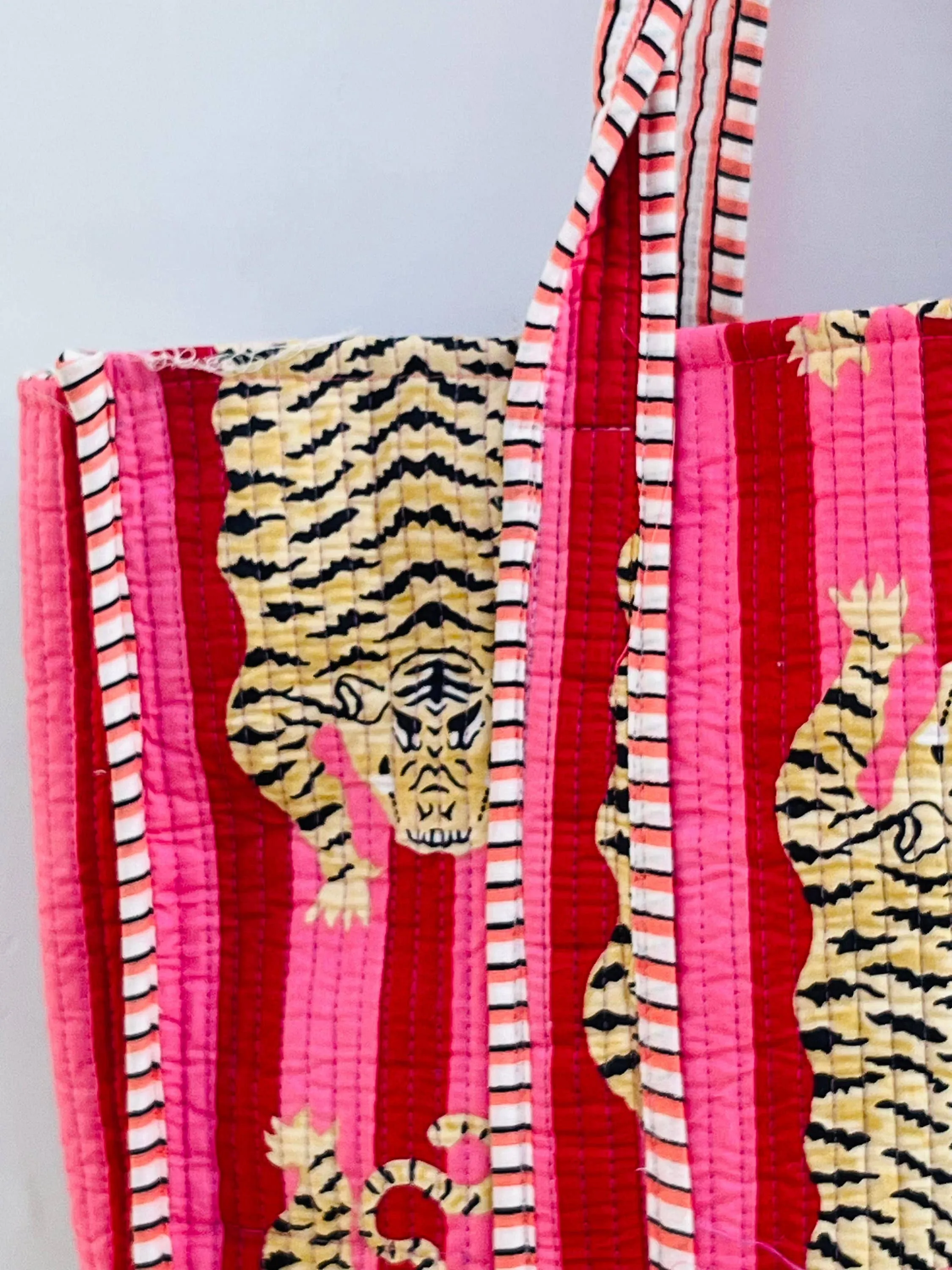 Tiger Print Quilted Cotton Tote Bag