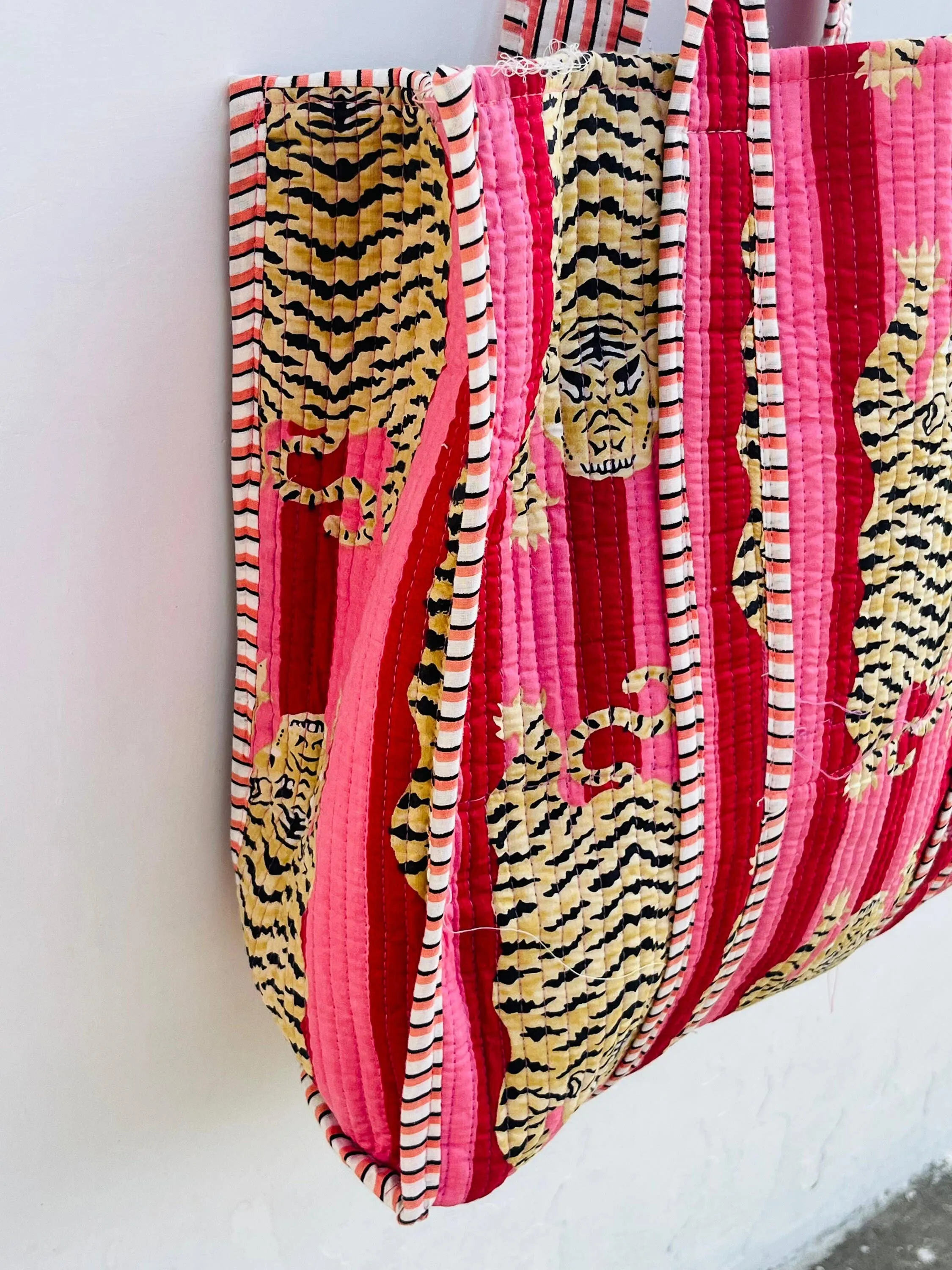 Tiger Print Quilted Cotton Tote Bag