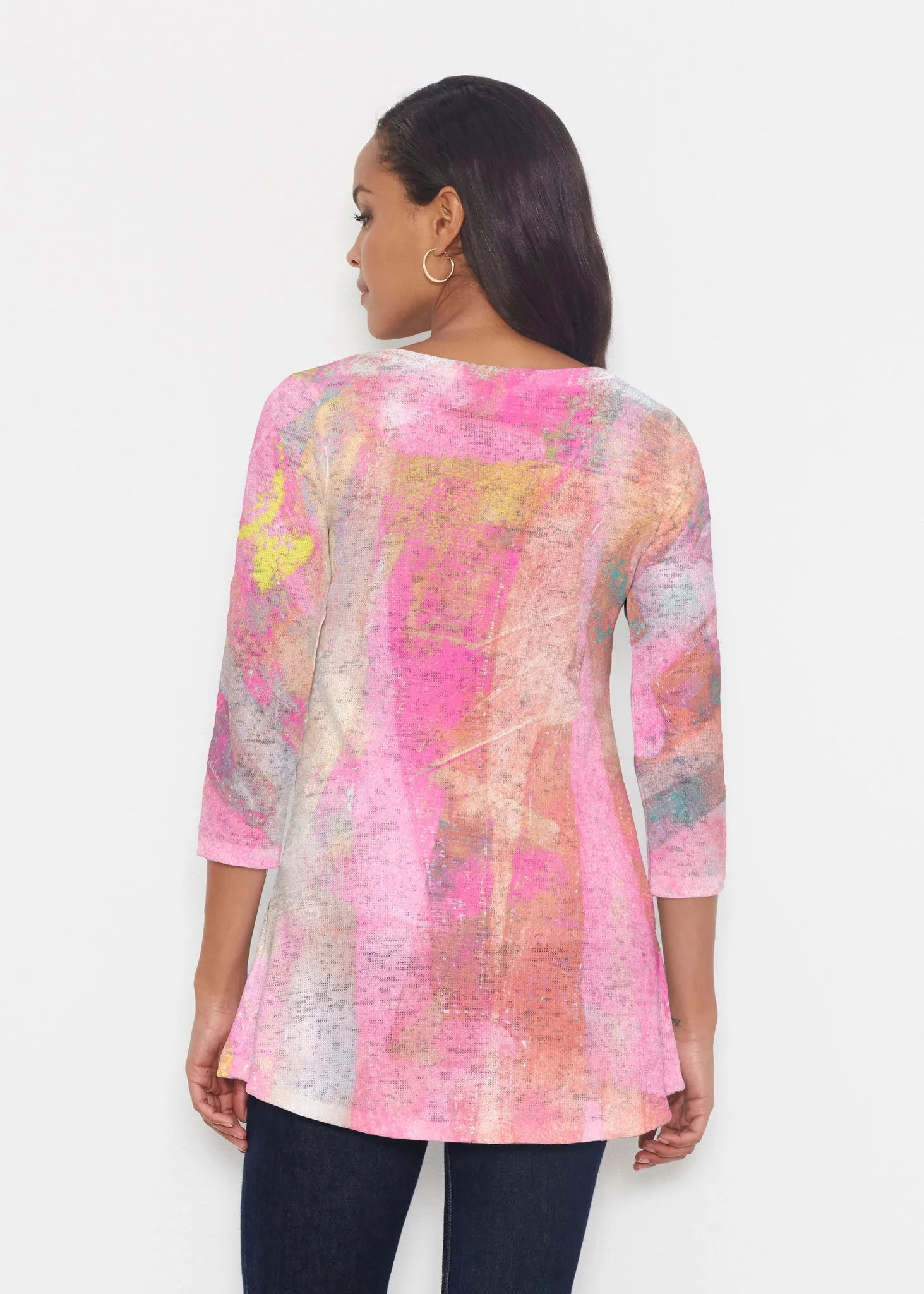 Tiki Pink (15040) ~ Katherine Hi-Lo Thermal Tunic
