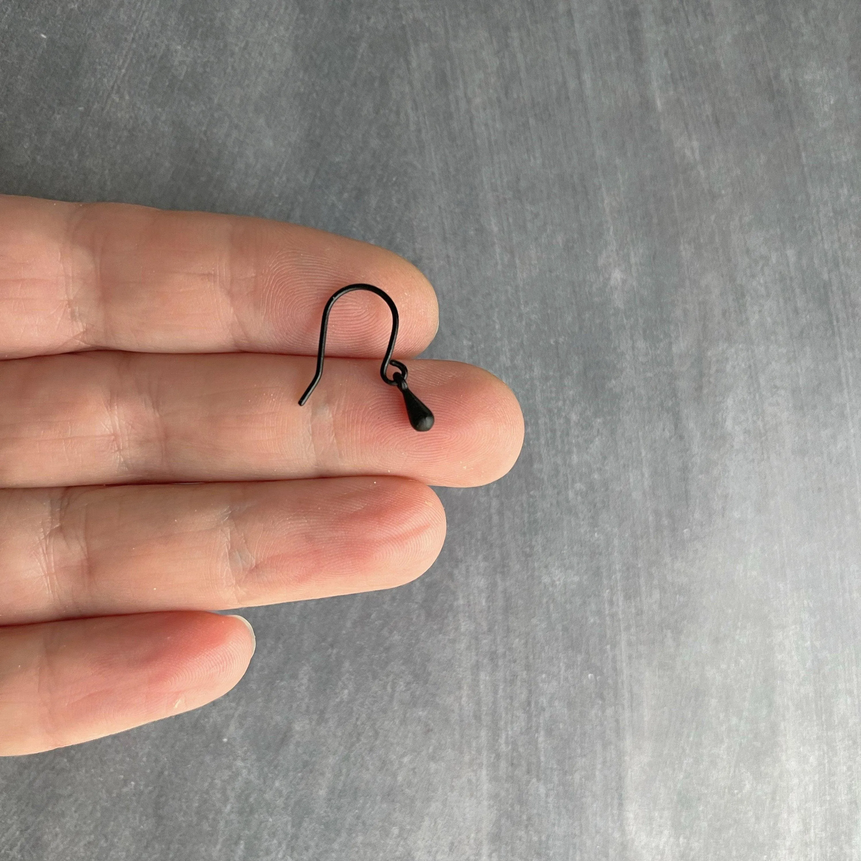 Tiny Black Drop Earrings, very small teardrop earring, dainty black earring, plain black drop earring, simple black earring, black tear drop