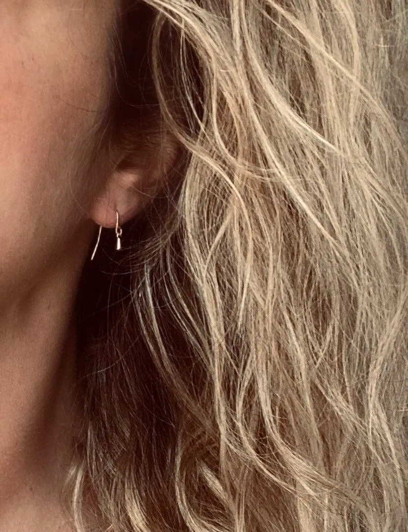 Tiny Black Drop Earrings, very small teardrop earring, dainty black earring, plain black drop earring, simple black earring, black tear drop