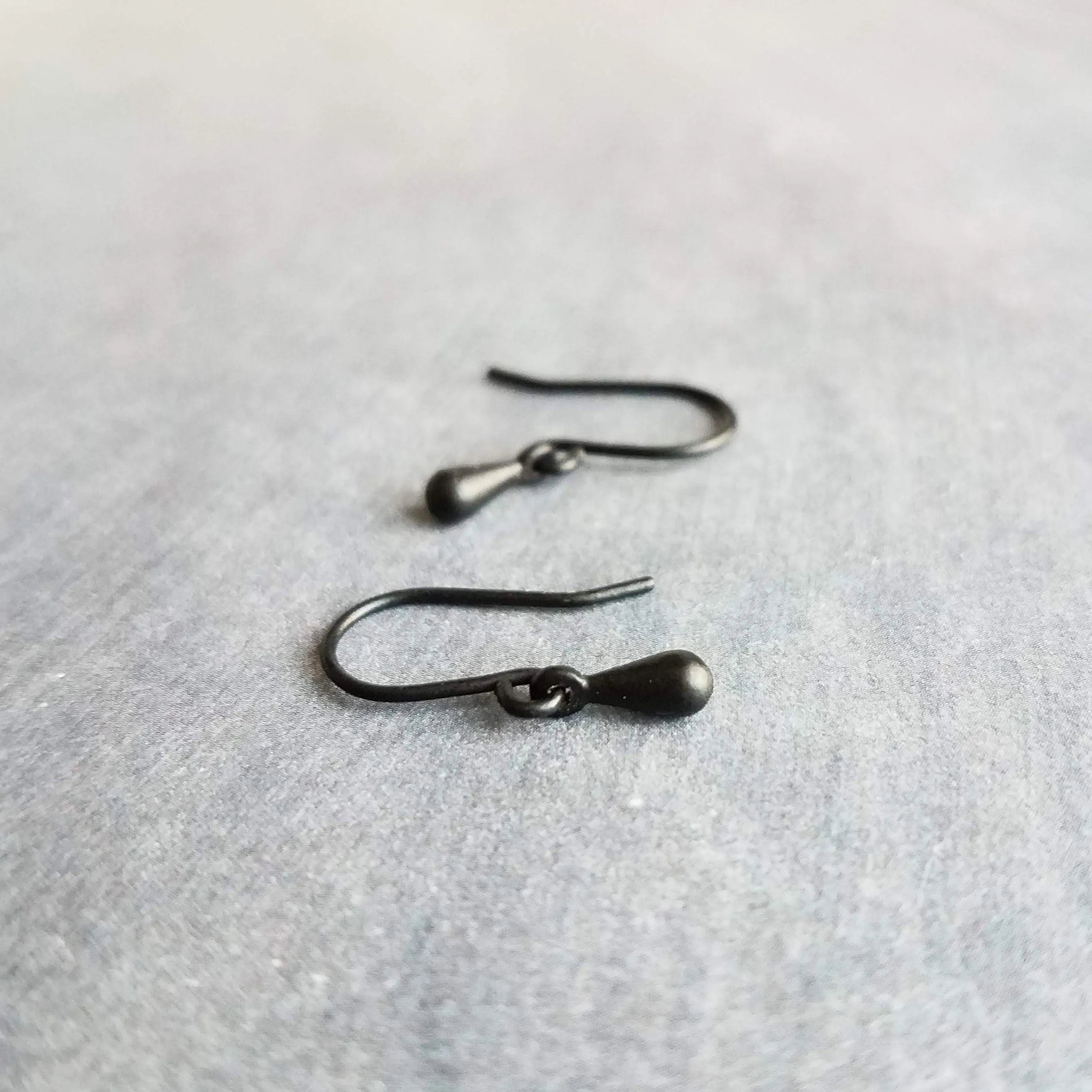 Tiny Black Drop Earrings, very small teardrop earring, dainty black earring, plain black drop earring, simple black earring, black tear drop