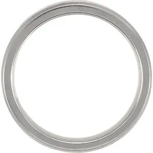 Titanium & 14K Yellow Inlay Ridged & Satin Finished Band T942 - 7 mm