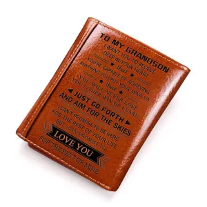 To Grandson Gifts, Engraved Trifold Wallets for Guys💵