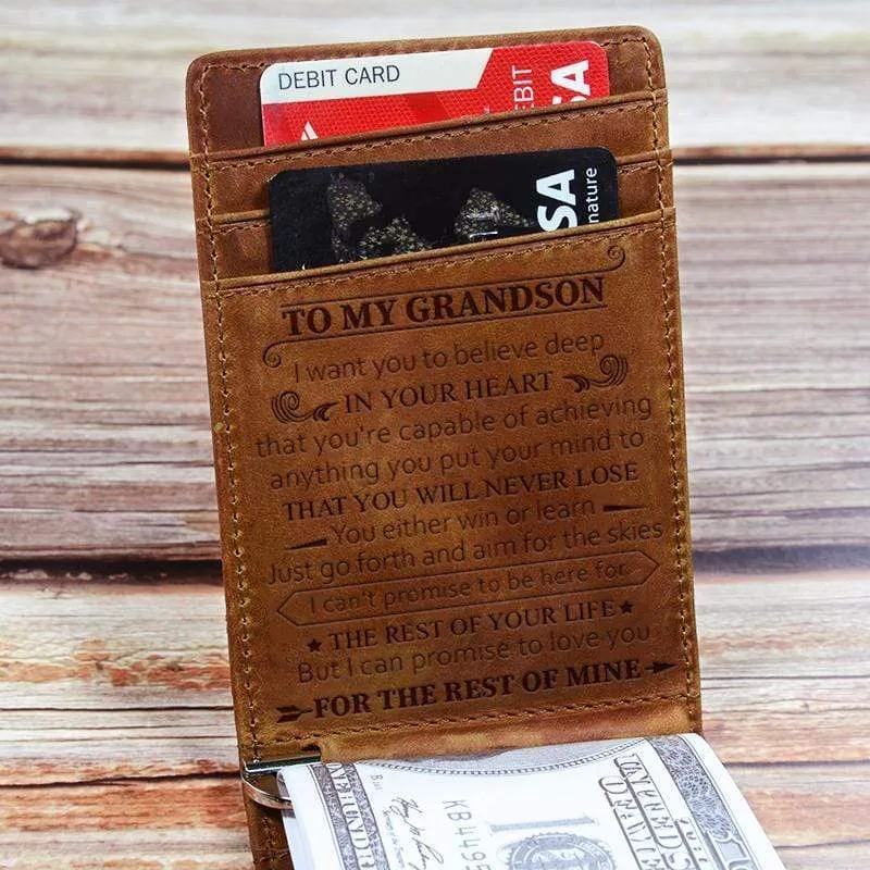 To My Grandson - Never Lose - Money Clip Wallet