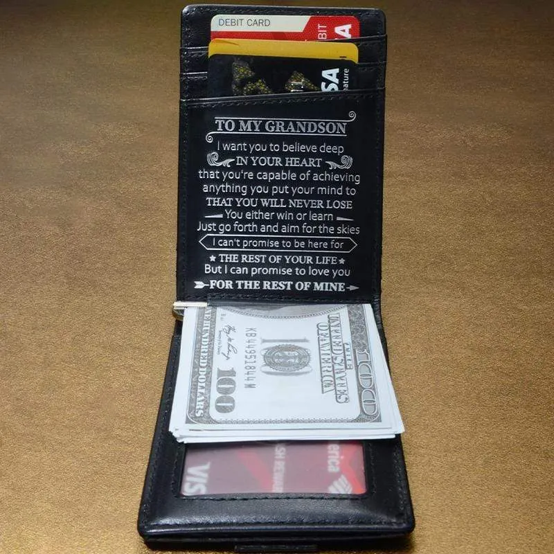 To My Grandson - Never Lose - Money Clip Wallet