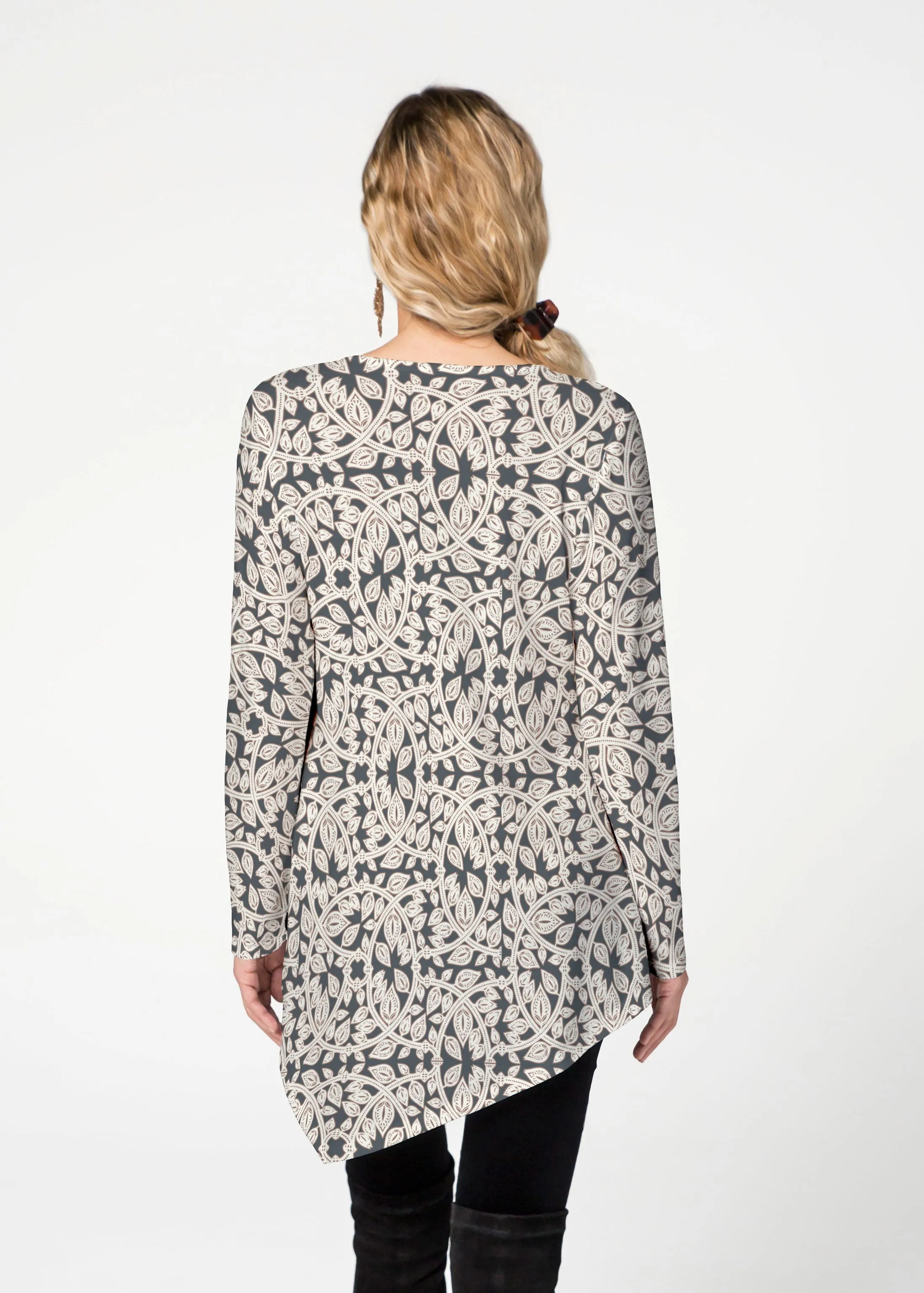 Topiary Cream  (7581) ~ Asymmetrical French Terry Tunic