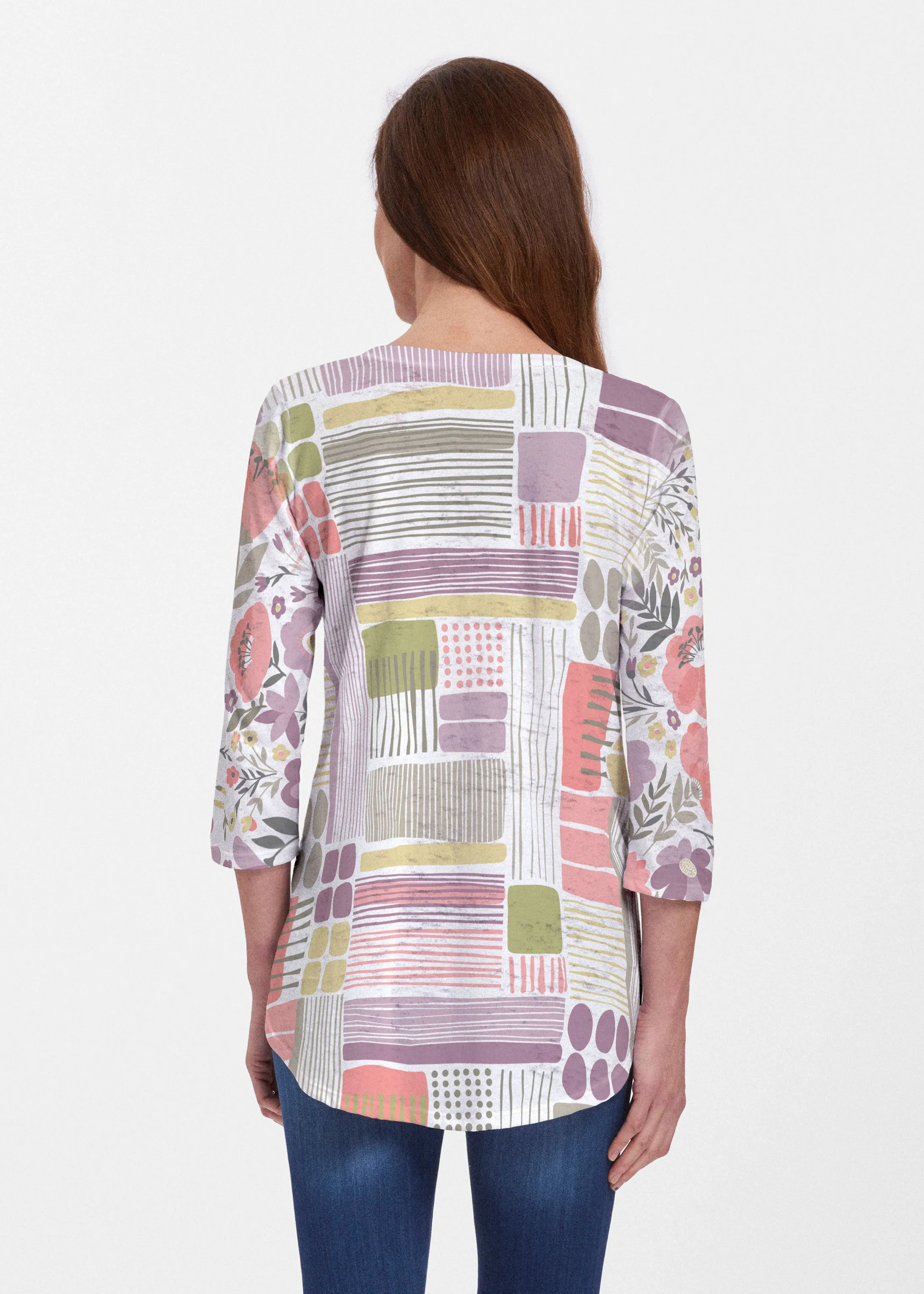 Transcendent Floral (13483) ~ Signature V-neck Flowy Tunic