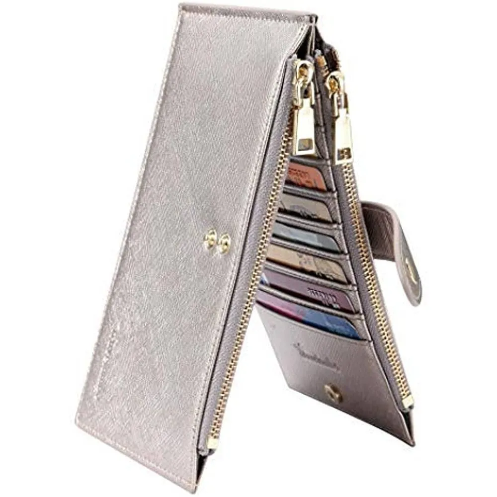 Travelambo Womens Walllet RFID Blocking Bifold Multi Card Case Wallet with Zipper Pocket | Multiple Colors and Sizes