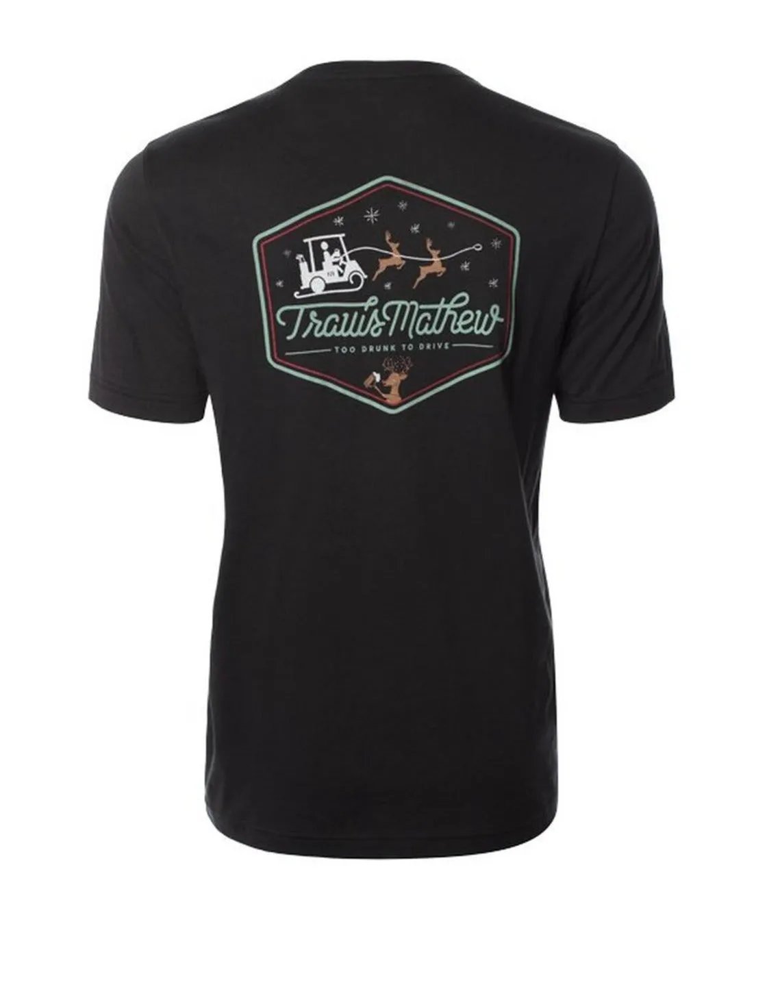 TRAVIS MATHEW MENS KIING RUDOLPH HOLIDAY T-SHIRT - BLACK