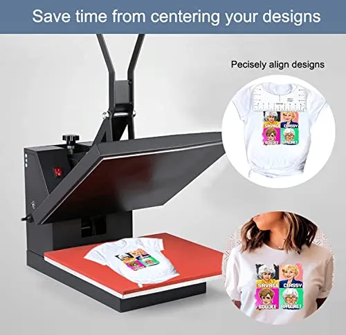 Tshirt-Ruler Guide to Center Vinyl, 9Pcs, Transparent V-Neck/Round PVC Ruler for Alignment, Heat Press, Children Youth Adult, Front and Back Measurement (10in)