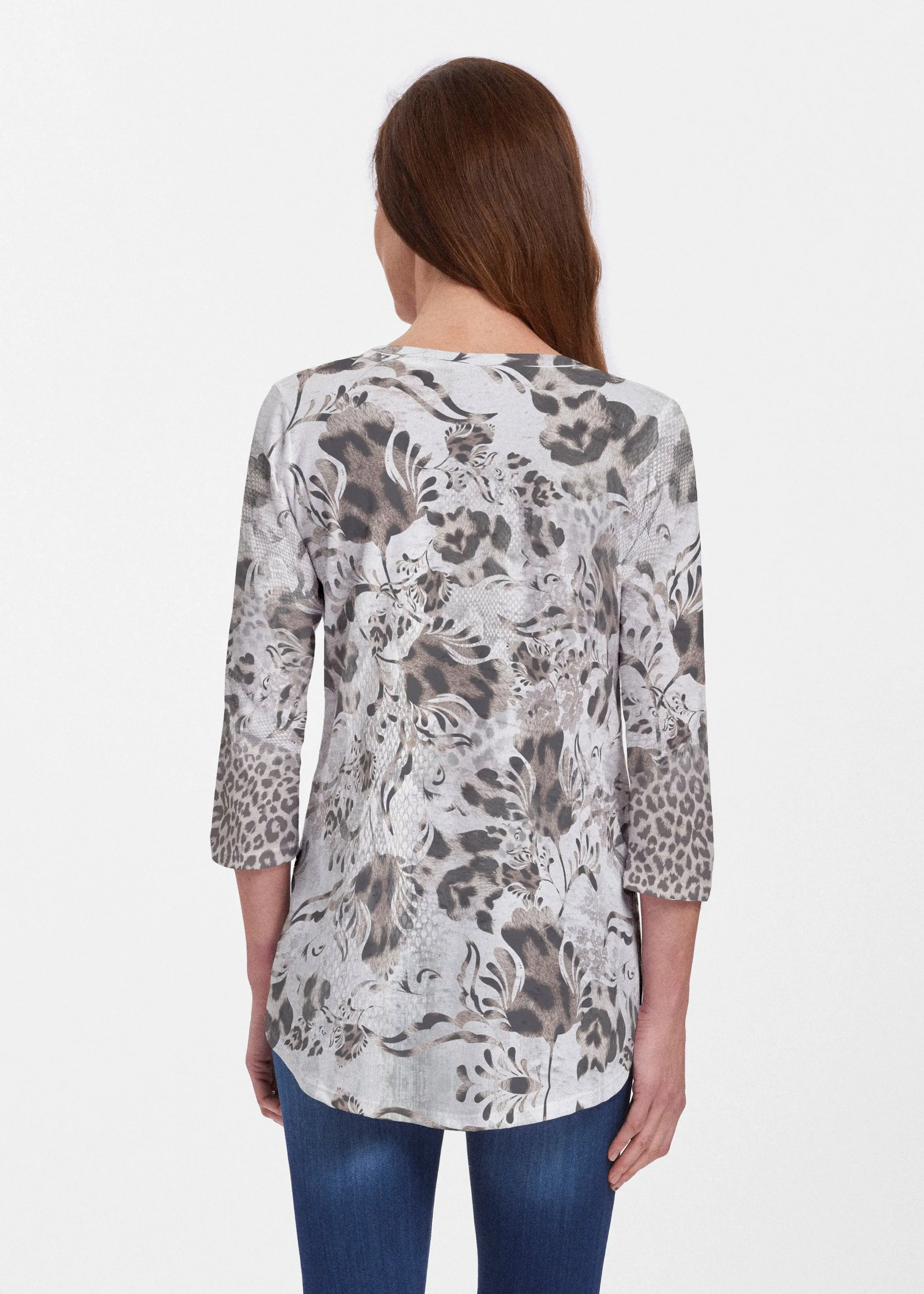 Tulip Leopard Multi (7731) ~ Signature V-neck Flowy Tunic