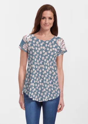 Tulips Multi Navy (7662) ~ Signature Short Sleeve Scoop Neck Flowy Tunic