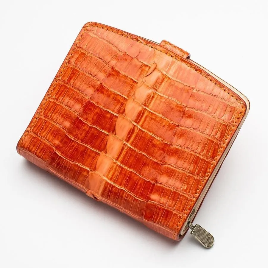 Twotone Orange Crocodile Skin Womens Wallets