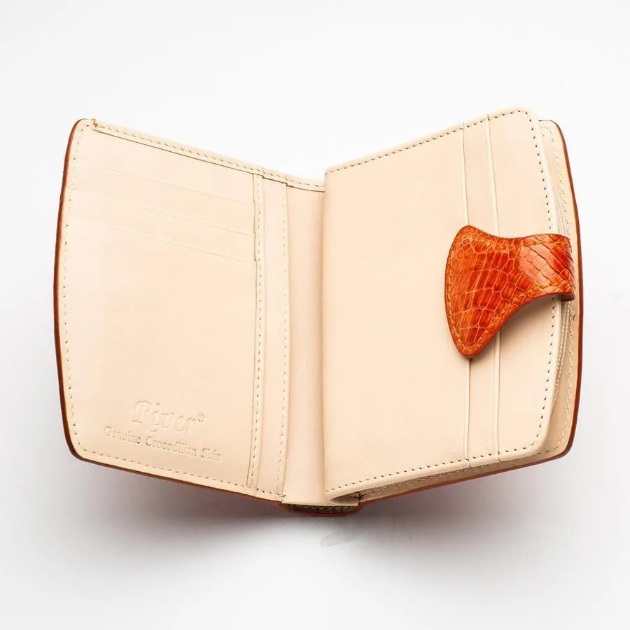 Twotone Orange Crocodile Skin Womens Wallets