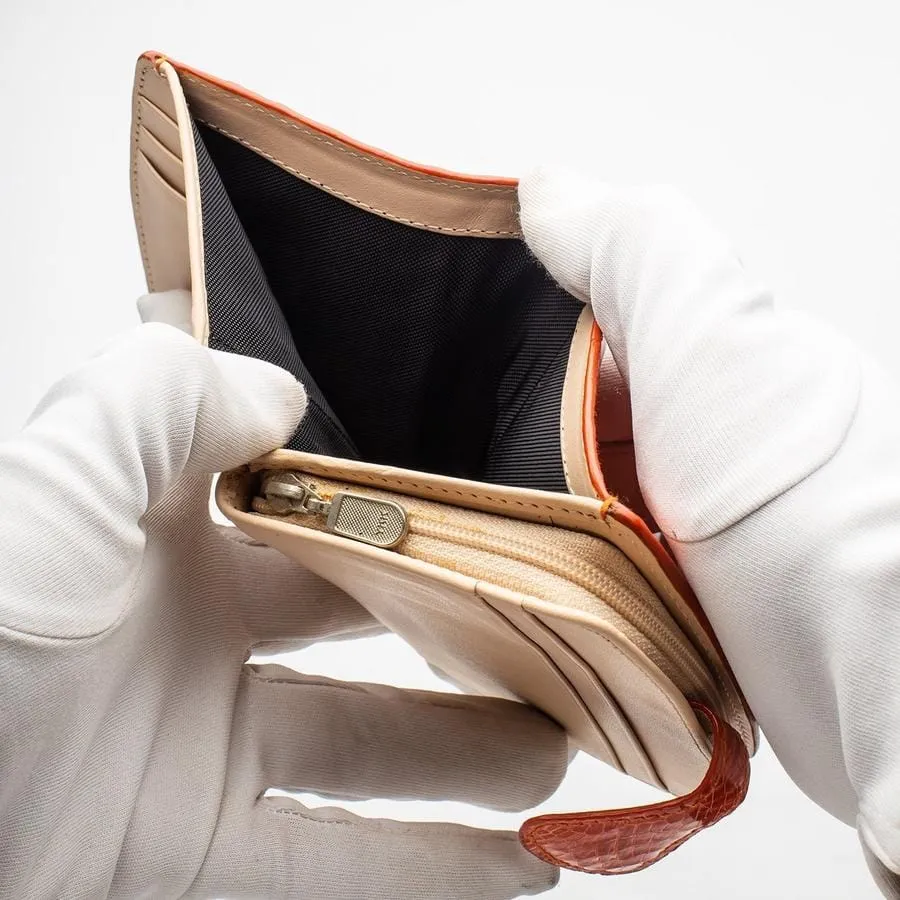 Twotone Orange Crocodile Skin Womens Wallets