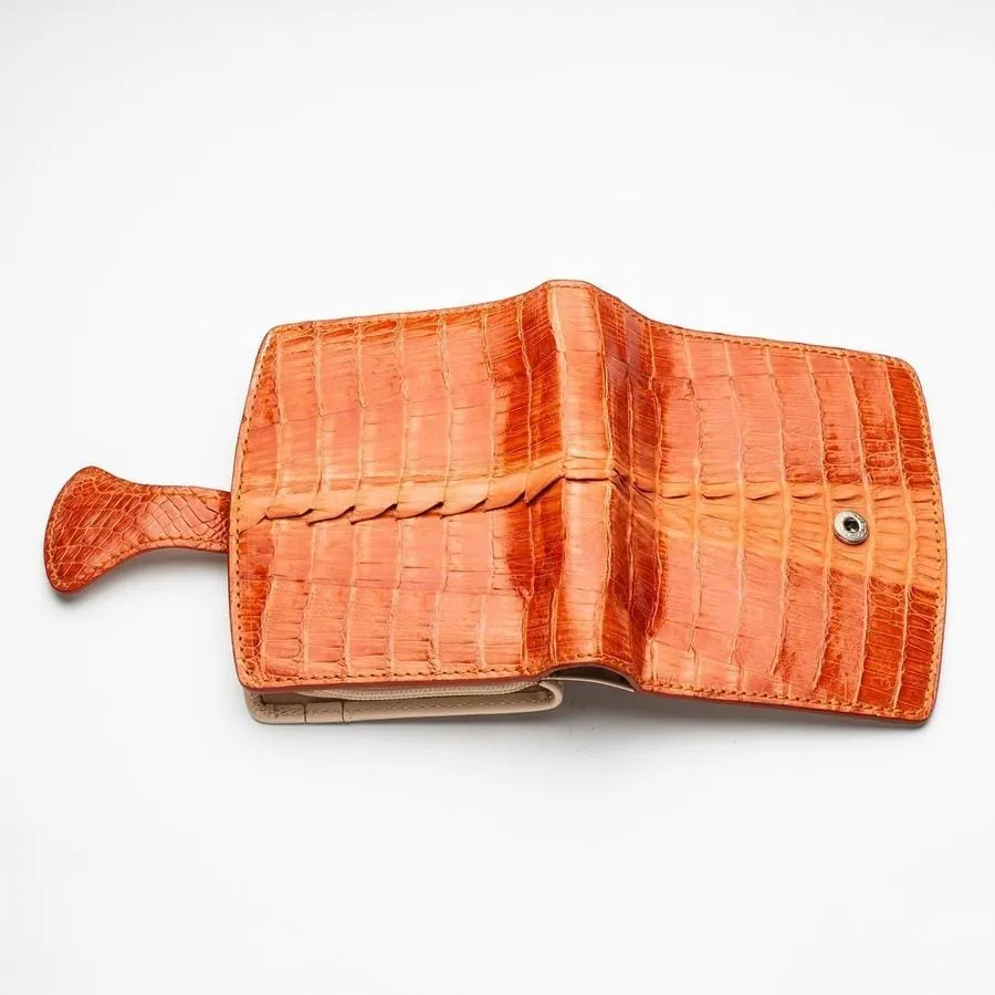 Twotone Orange Crocodile Skin Womens Wallets