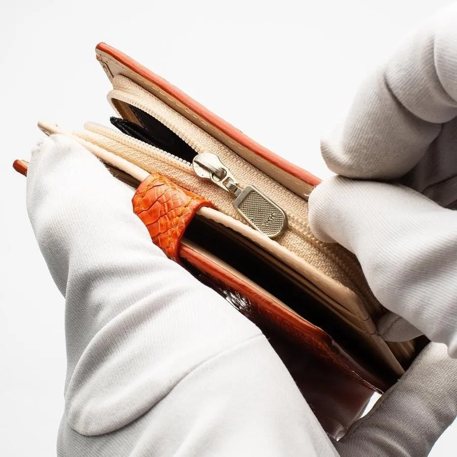 Twotone Orange Crocodile Skin Womens Wallets