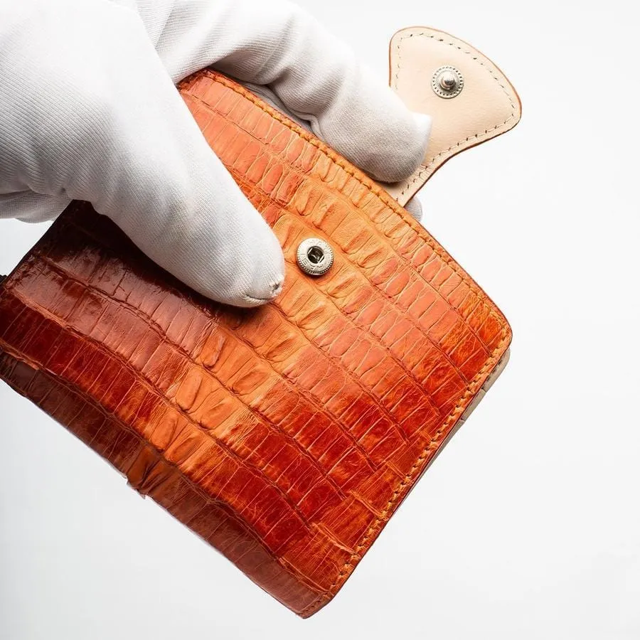 Twotone Orange Crocodile Skin Womens Wallets