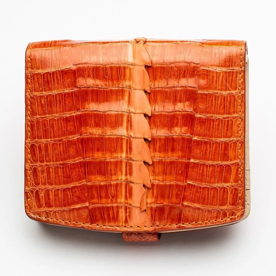 Twotone Orange Crocodile Skin Womens Wallets