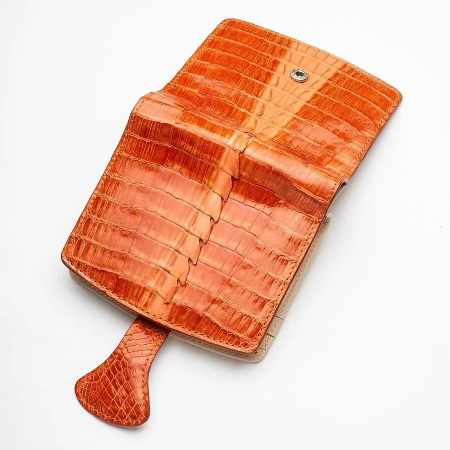 Twotone Orange Crocodile Skin Womens Wallets
