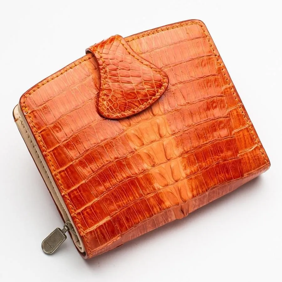 Twotone Orange Crocodile Skin Womens Wallets