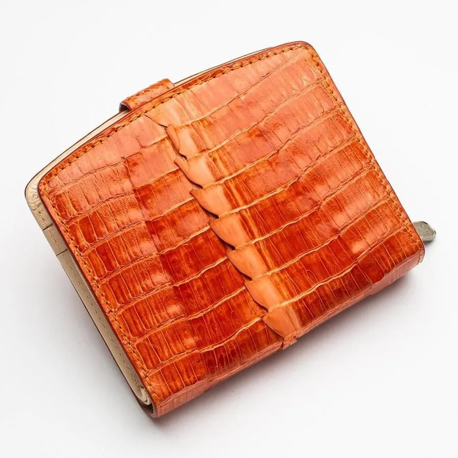 Twotone Orange Crocodile Skin Womens Wallets