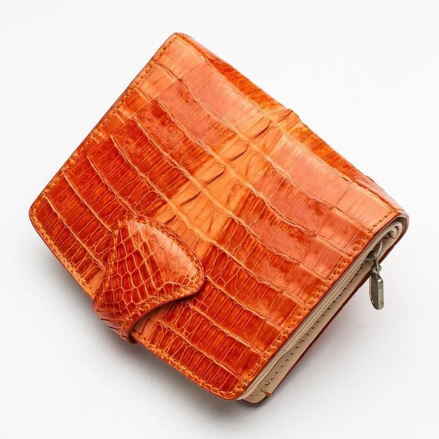 Twotone Orange Crocodile Skin Womens Wallets