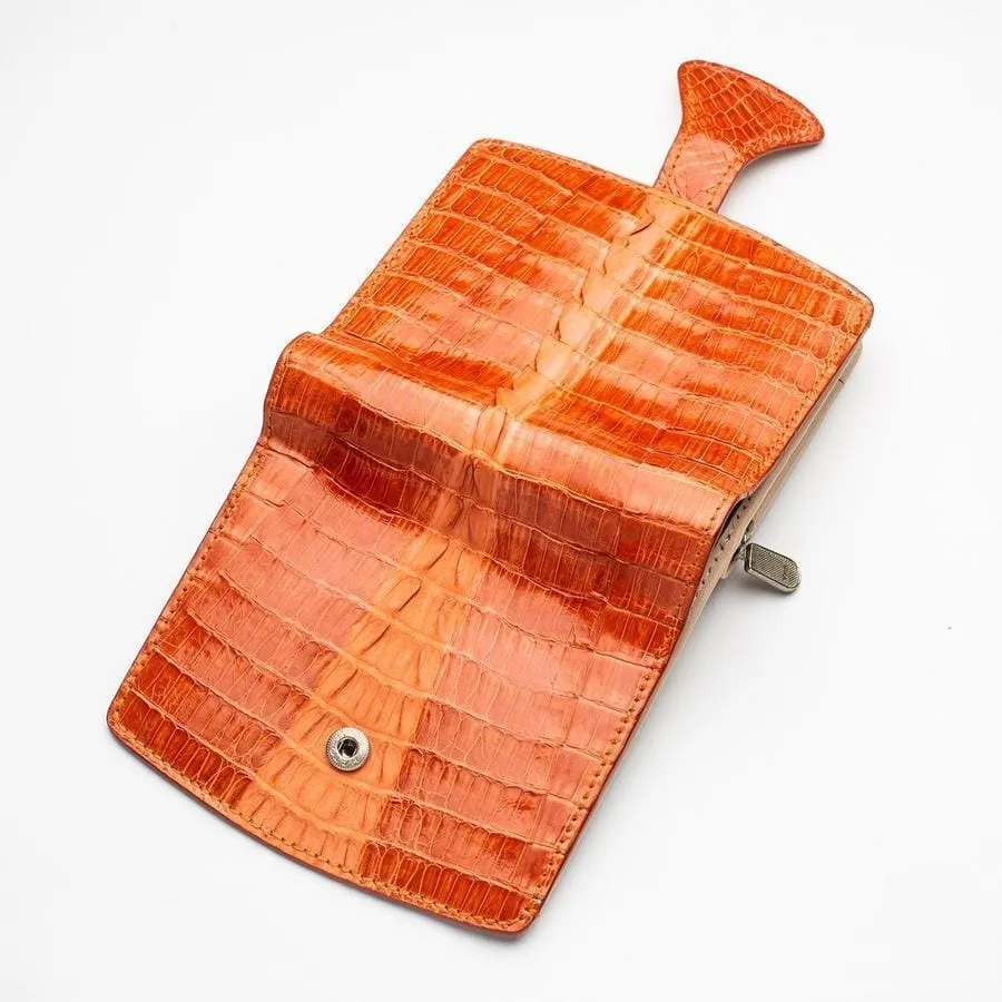 Twotone Orange Crocodile Skin Womens Wallets
