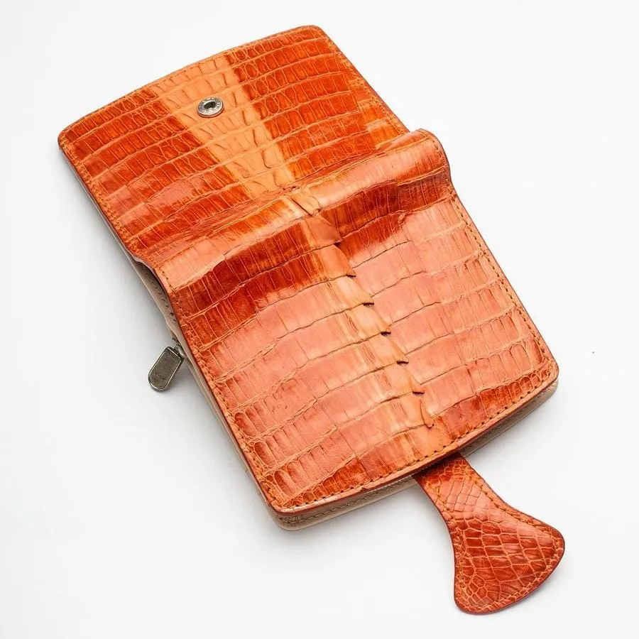 Twotone Orange Crocodile Skin Womens Wallets