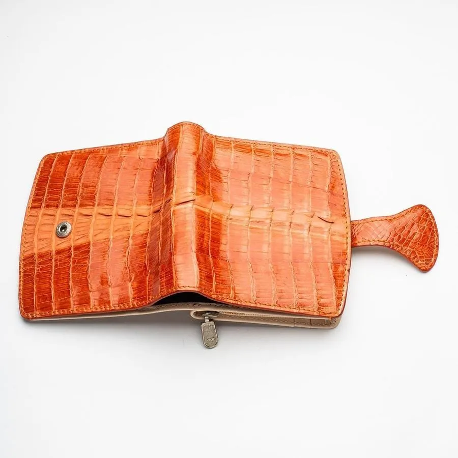 Twotone Orange Crocodile Skin Womens Wallets