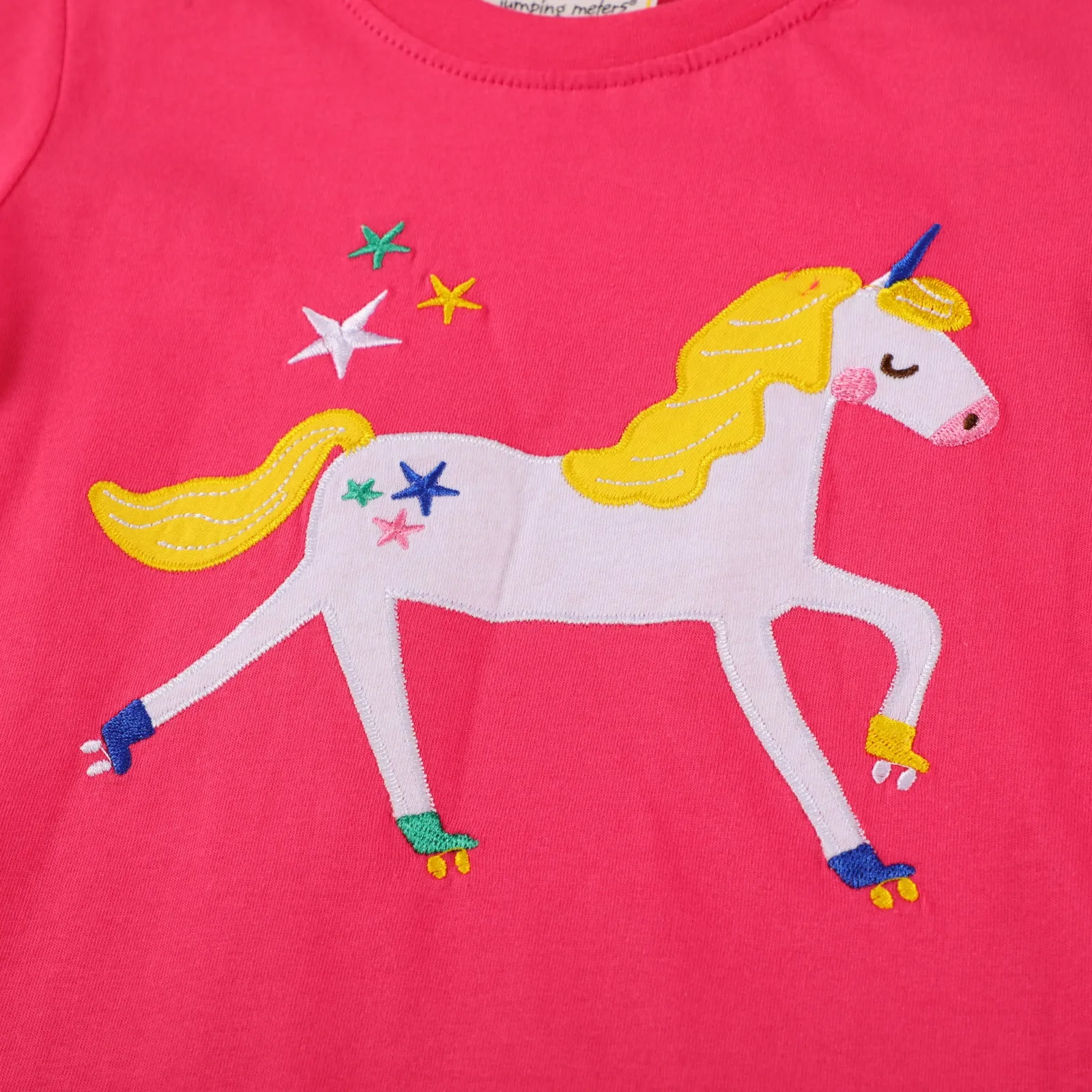 Unicorn Print Long Sleeve Cotton Top - Fuchsia