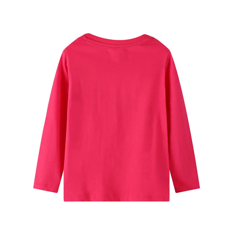 Unicorn Print Long Sleeve Cotton Top - Fuchsia
