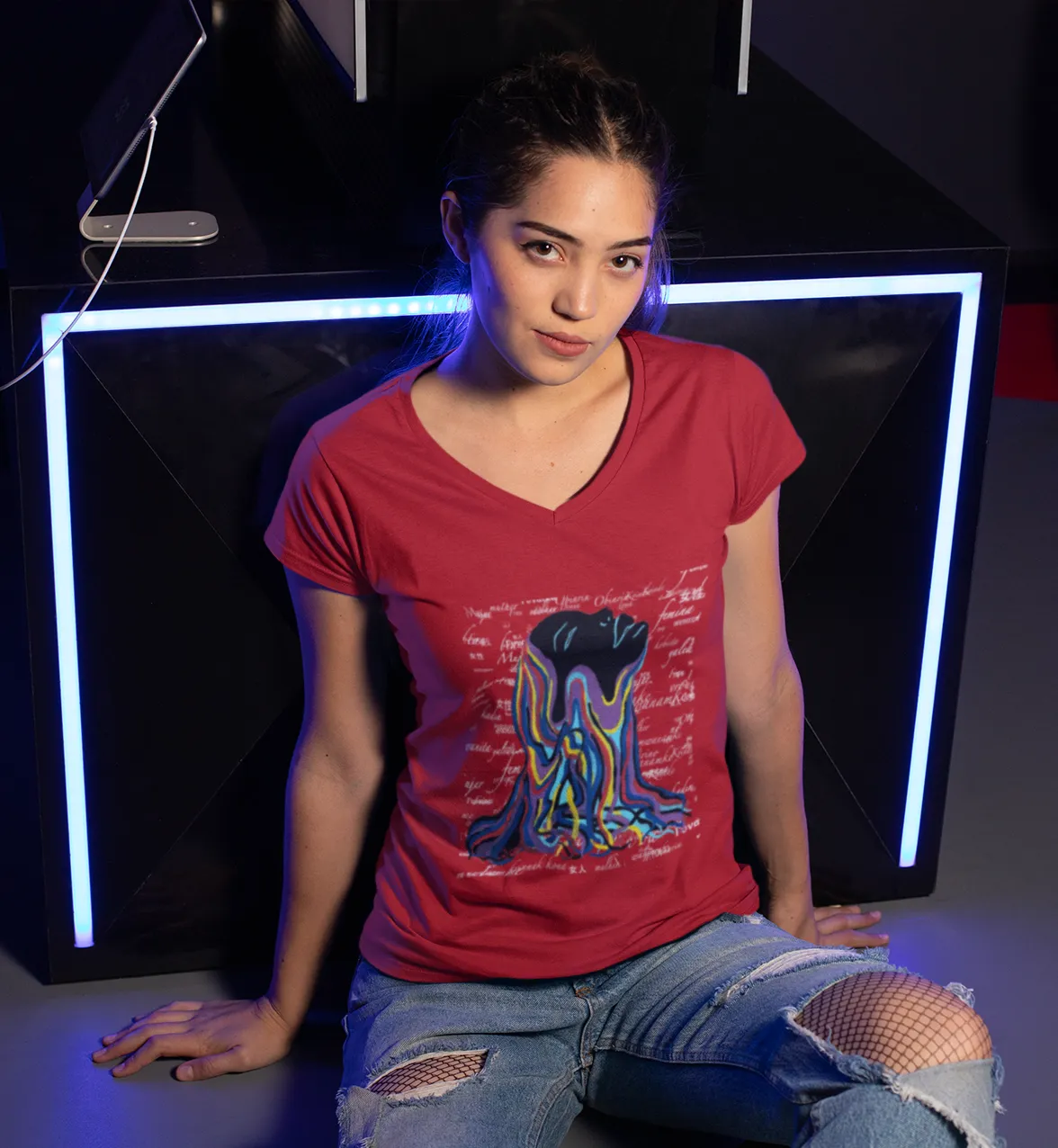 UNIVERSAL WOMEN - Women's Jersey Short Sleeve Deep V-Neck Tee