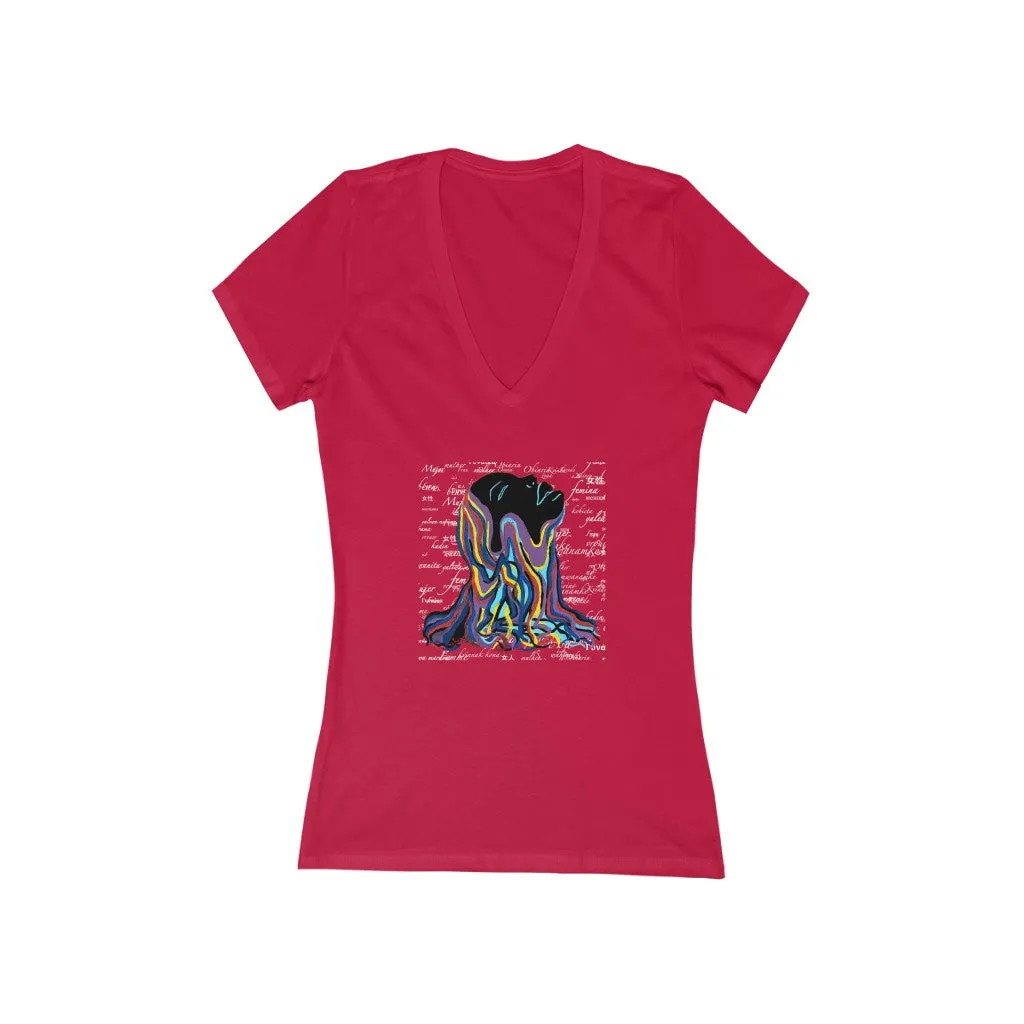 UNIVERSAL WOMEN - Women's Jersey Short Sleeve Deep V-Neck Tee