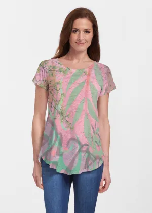 Urban Flora Pink (25018) ~ Signature Short Sleeve Scoop Neck Flowy Tunic