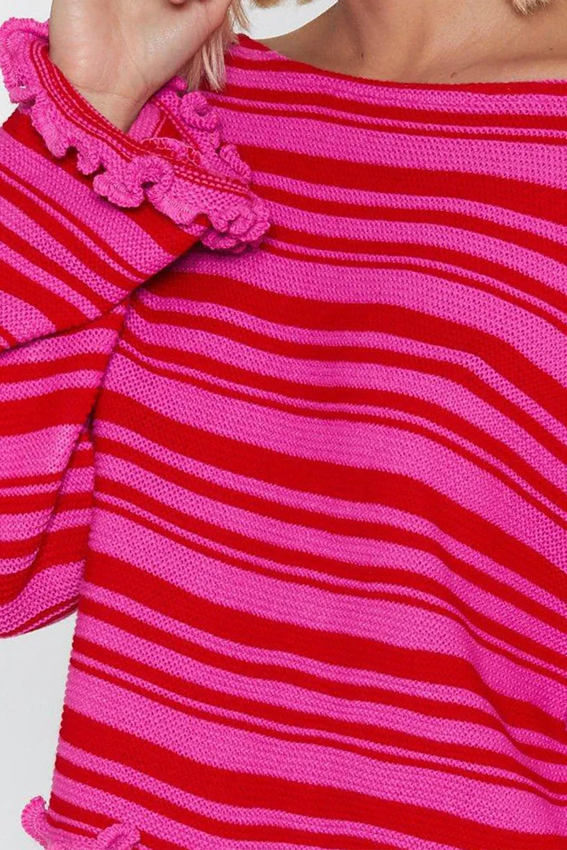 US3533 Stripe Knit Shirt and Shorts Set