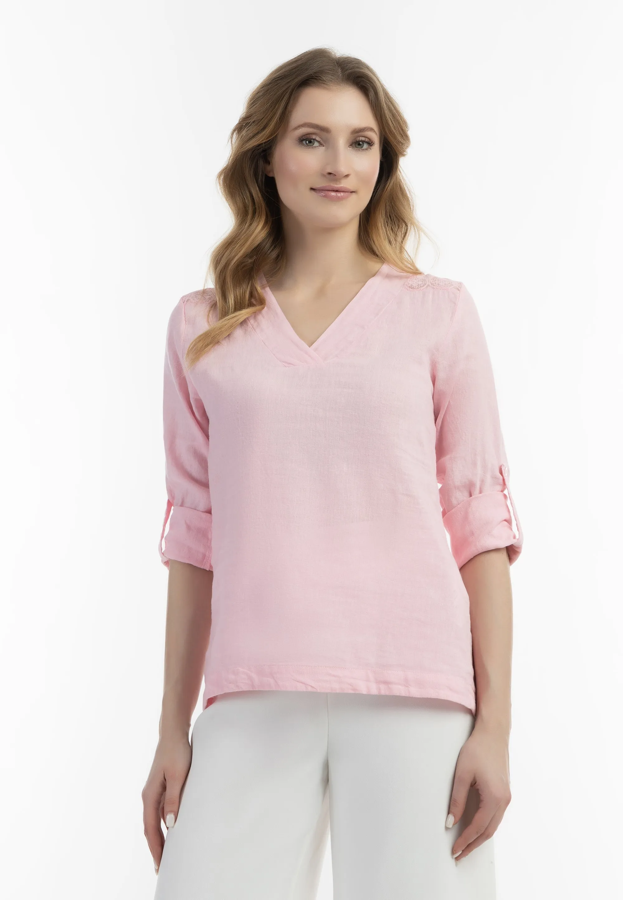 Usha Women's Blouse Shirt With Lace