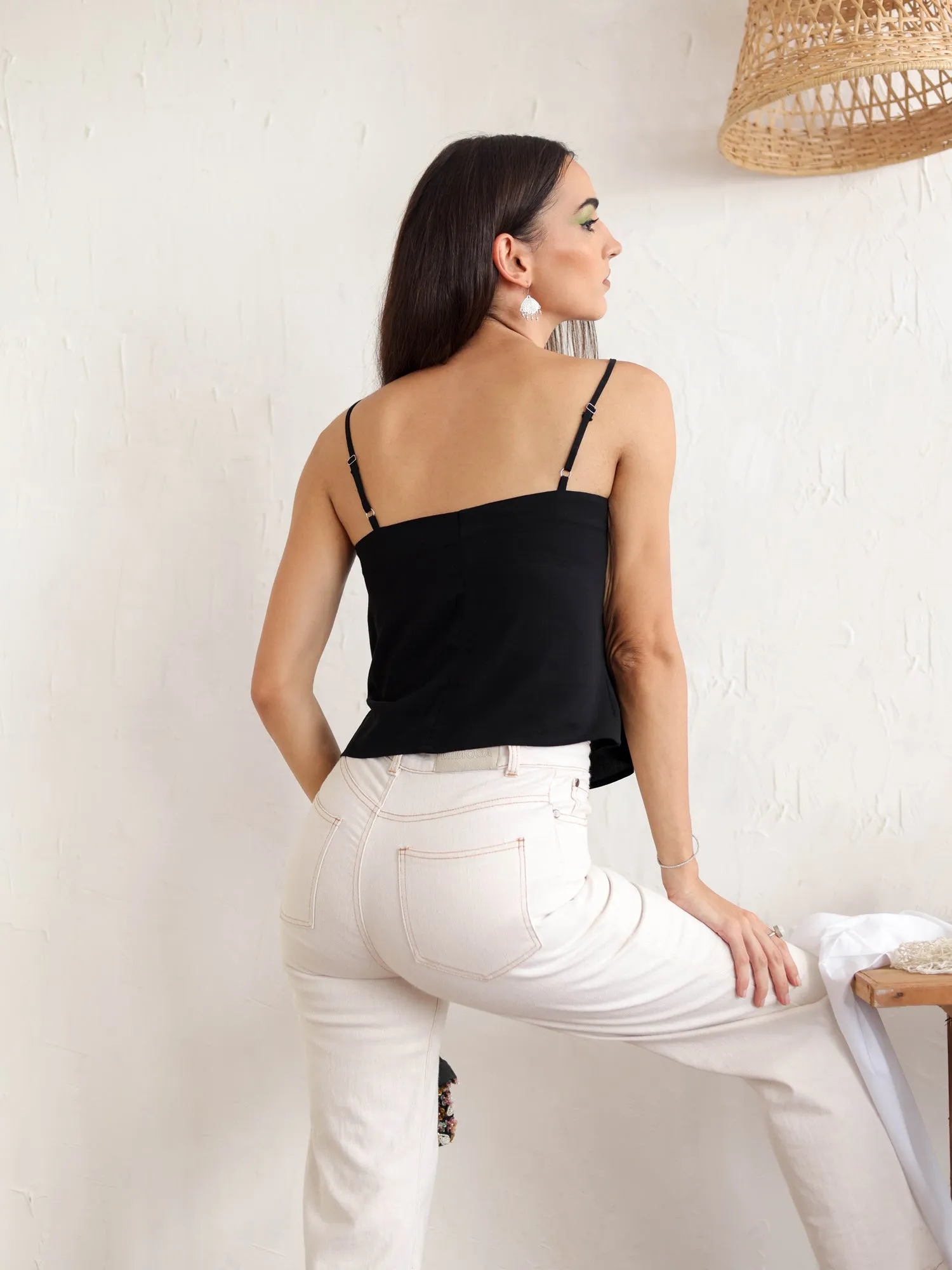 V-Neck Button Down Cami Top